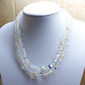 VTG Lady Ellen two strand swarovski AB crystal Graduated bead necklace 18"